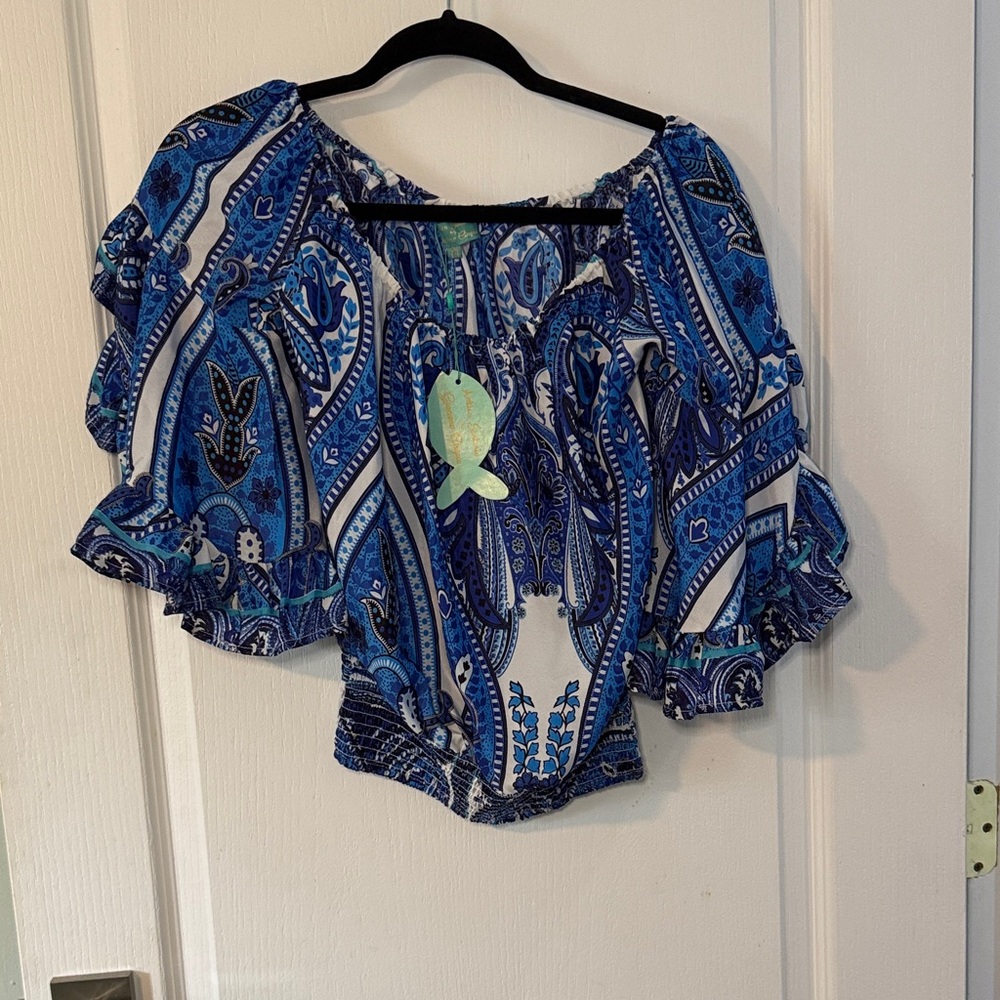 Blue Patterned Women's Top